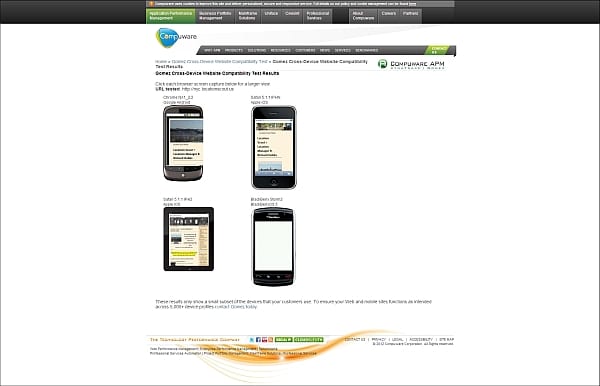 Gomez Mobile Device Website Test