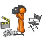 Clip Art Illustration Of Movie Camera And News Reporter Orange Man